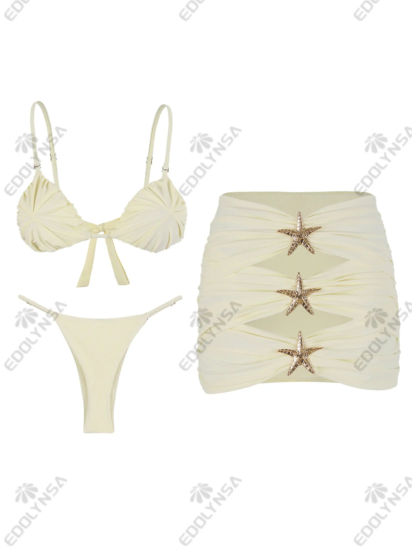 3 PieceRuffle Swimwear with Mini Skirt Cover up