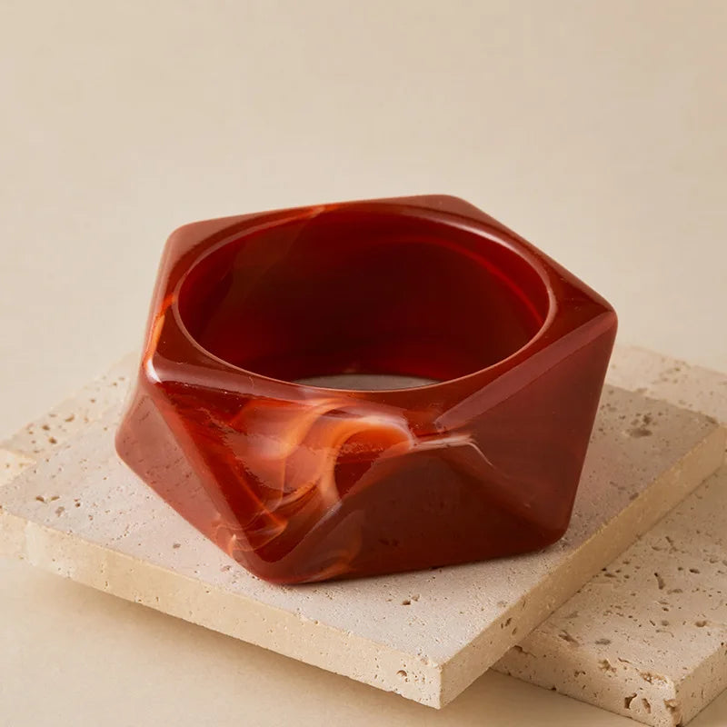 Exaggeration Wide Irregular Polygon Resin Bracelet - Durable Geometric Bangles