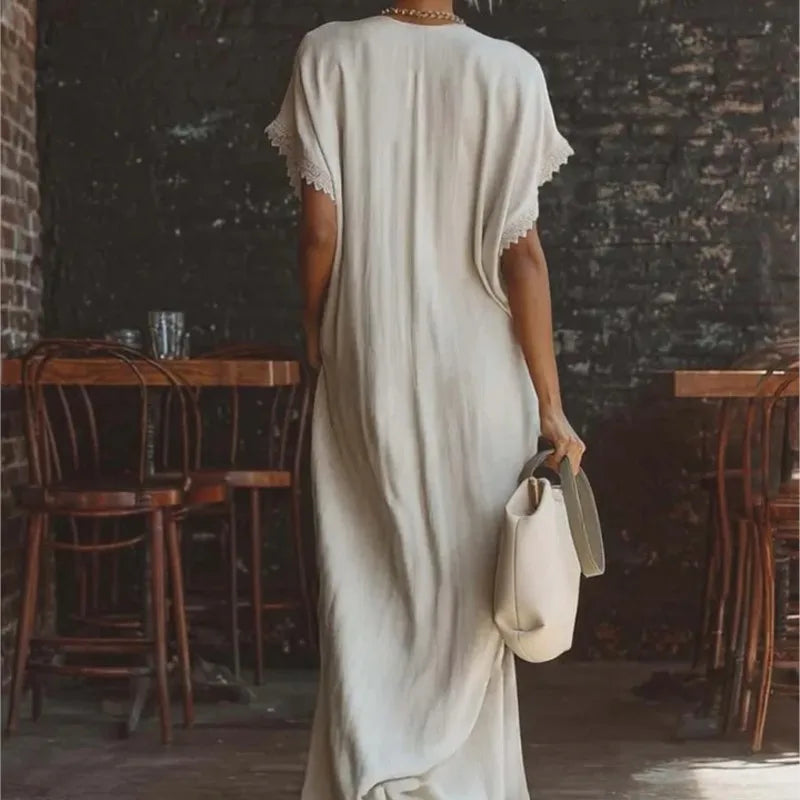Women's Elegant Lace V‑Neck Maxi Dress