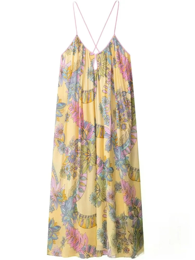 Beach Sexy Chic Backless Print Dress
