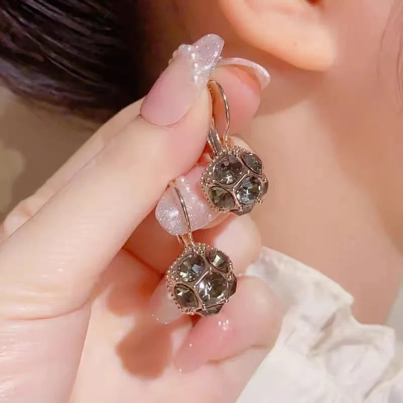 Black Rhinestone “Love” Earrings – Light Luxury Studs for Effortless Elegance