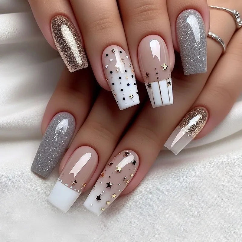 24Pcs Mid-length Ballet False Nails