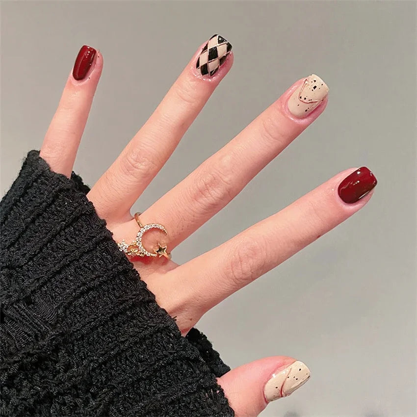 24Pcs/Set Dry Rose Blush Artificial Wearing False Nails