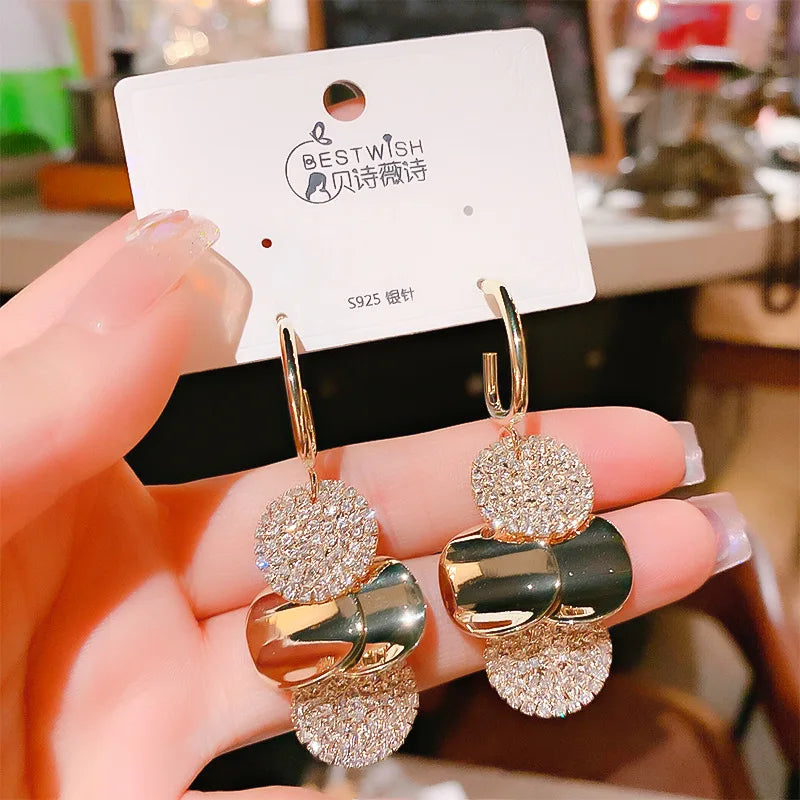 Geometric Stainless Steel Round Dangle Earrings