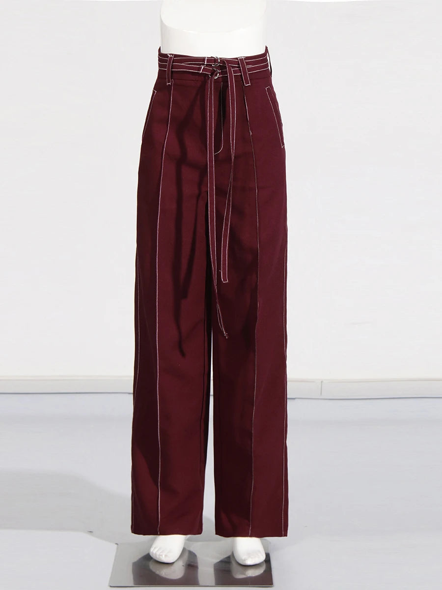 Notched Collar Long Sleeve Top High Waist Straight Pant  Sets