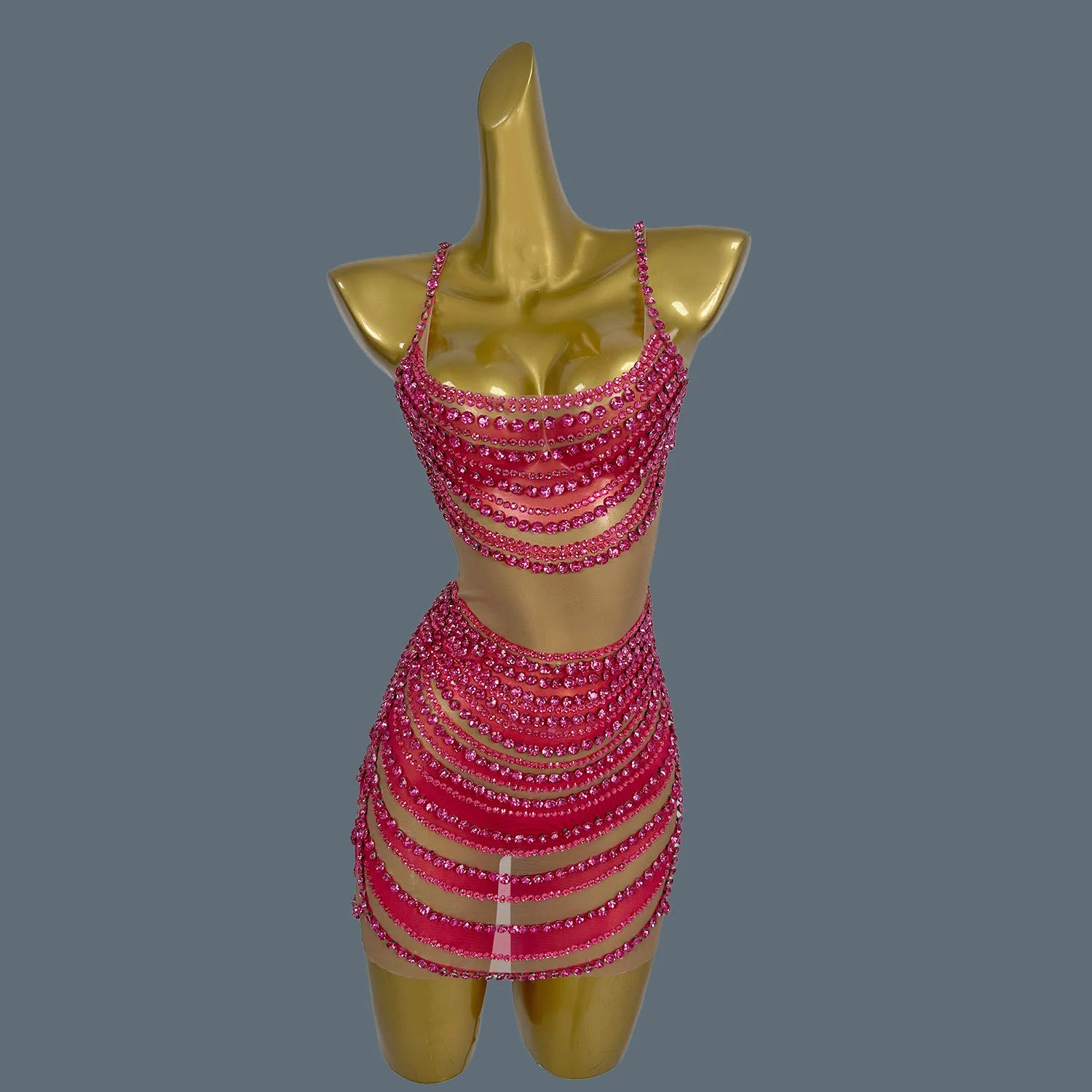 Sparkly Crystals Diamonds Mini Dress