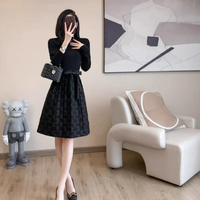 Black  Long Sleeve Full Vintage Dress
