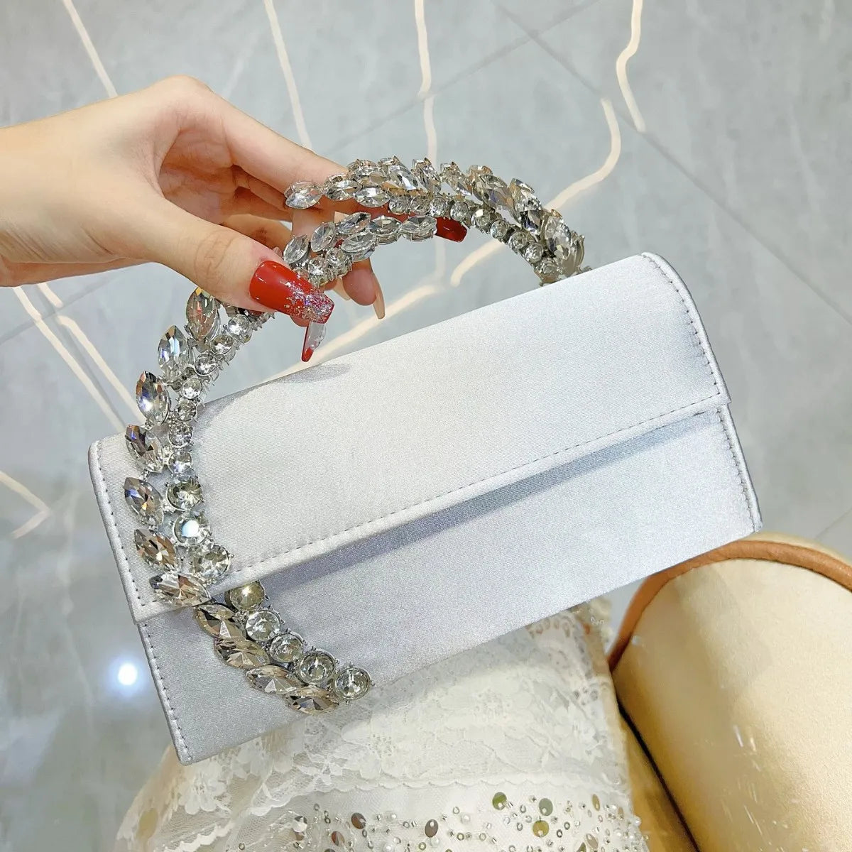 Luxury Flash Diamond Satin Sequin Handbag