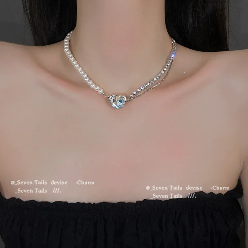 Stereoscopic Stainless Steel Small Peach Heart Golden Necklace