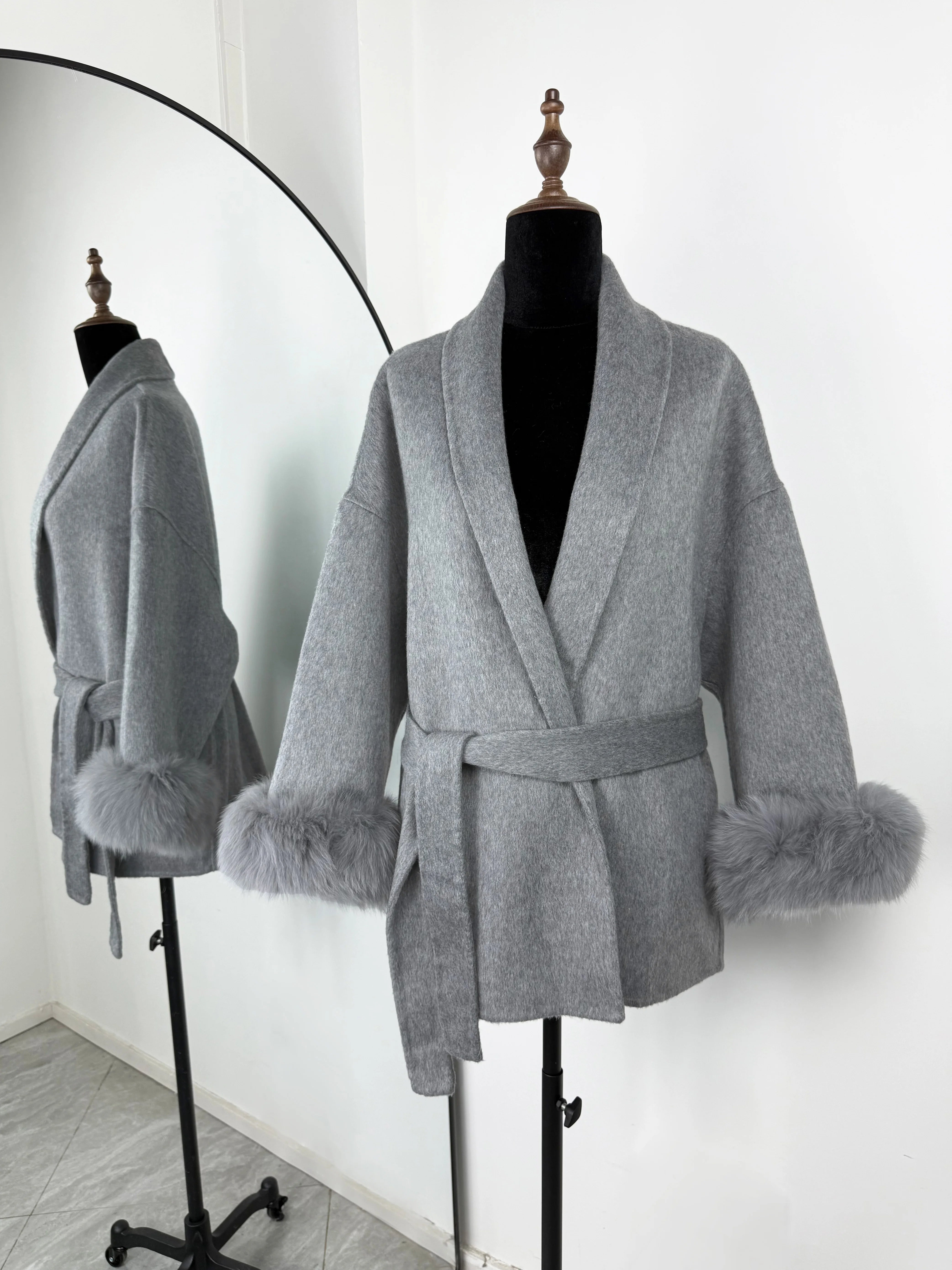 Fox Fur Short  Removable Elegant Double-sided Wool Overcoat
