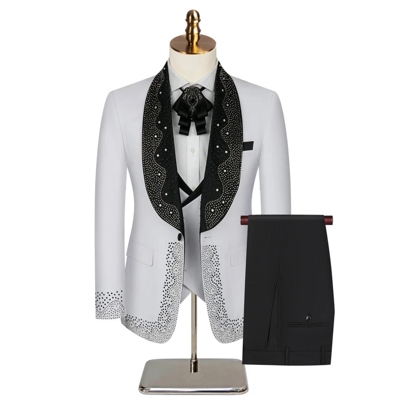 High-grade Light Luxury Mens Suits Set 3 Piece Blazer with Pants Vest, S-3XL