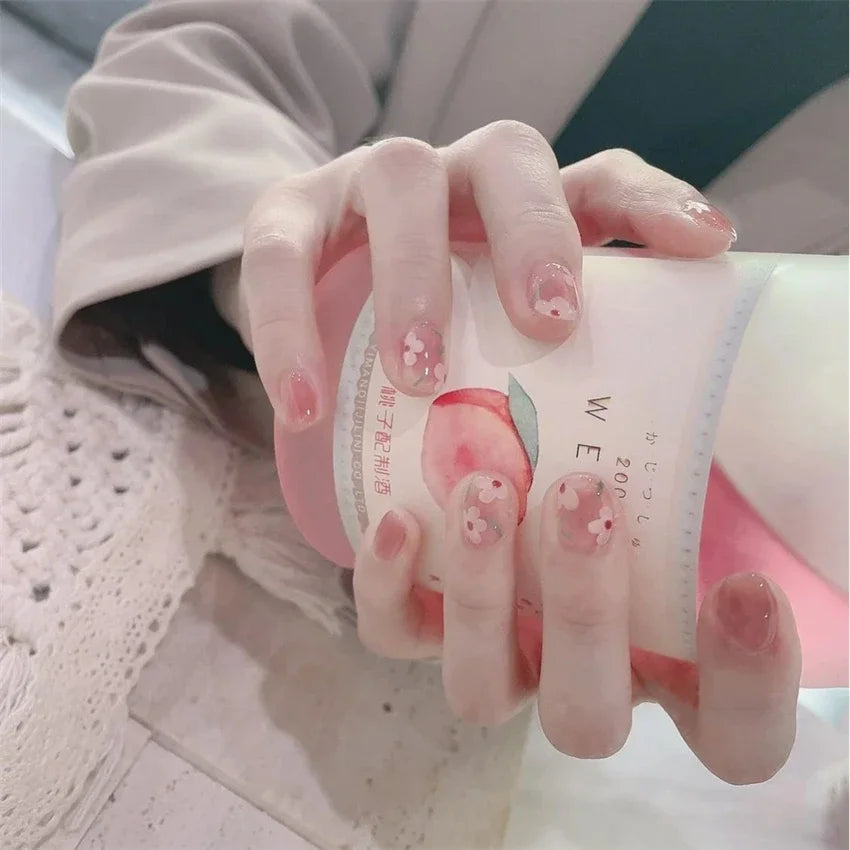 24Pcs/Set Dry Rose Blush Artificial Wearing False Nails