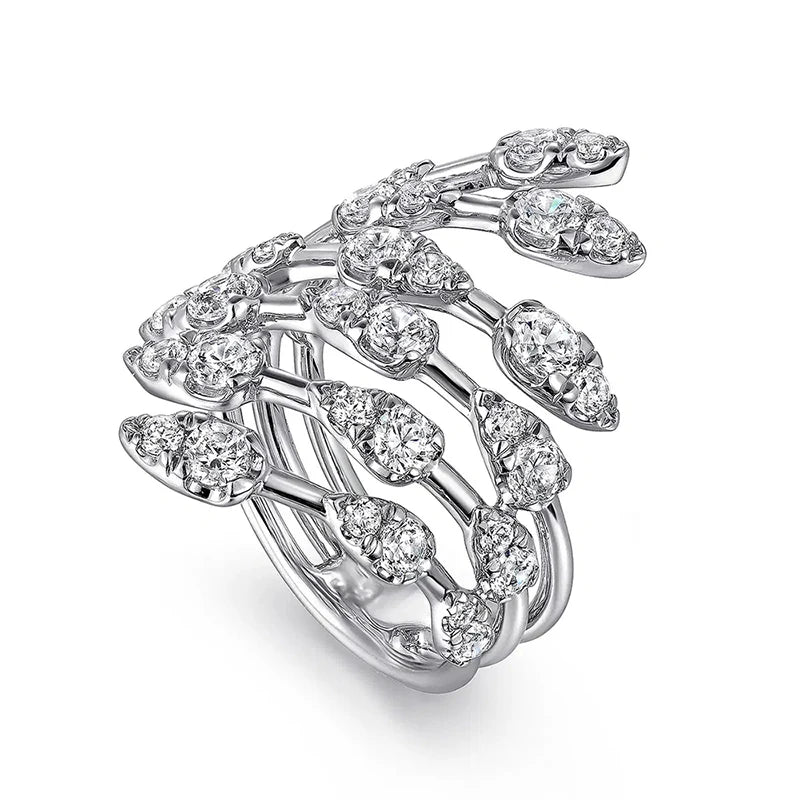 Sparkling Feather Opening Rings