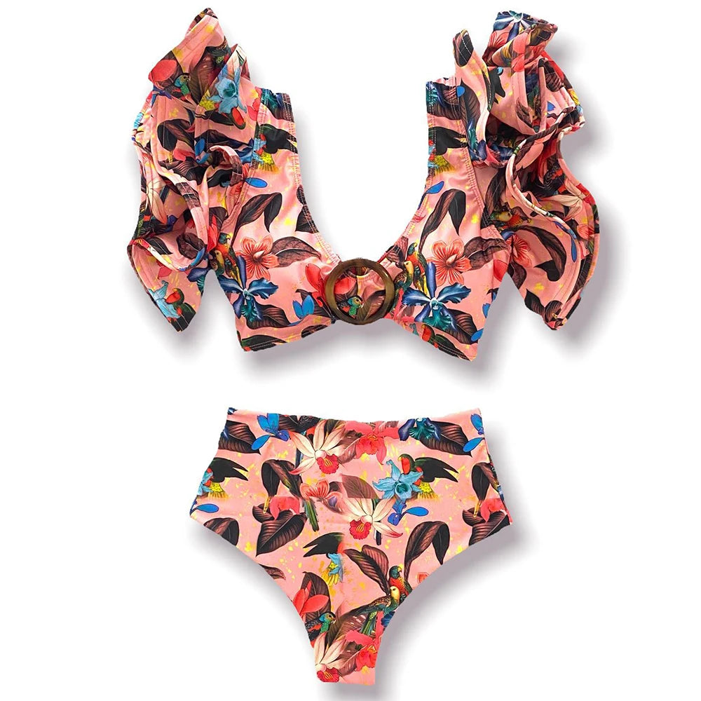 New Sexy High Waist Ruffle Bikini Sets