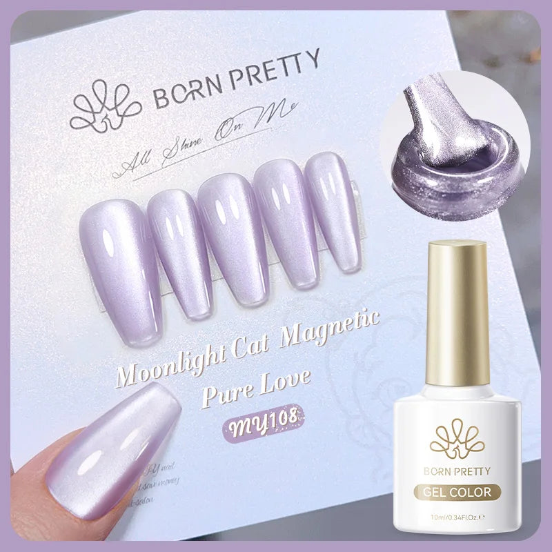 BORN PRETTY 10ml White Cat Magnetic Gel Nail Polish Ultra Shine White-light Varnis Semi Permanent Soak Off UV LED Gel for Nails