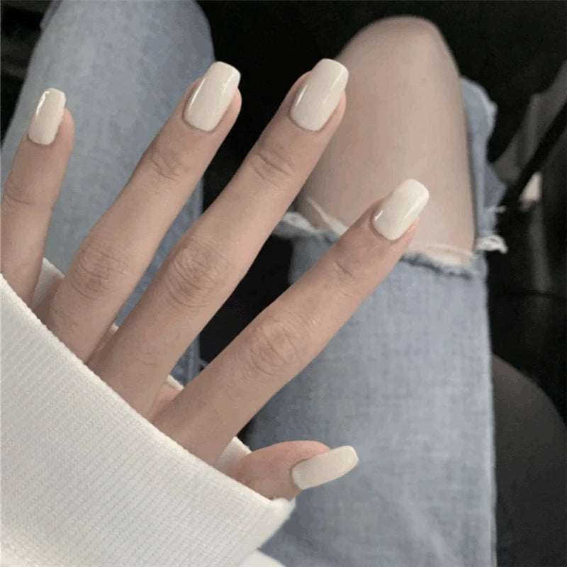 24Pcs/Box Almond Round False Nails Detachable Stiletto Fake Nails