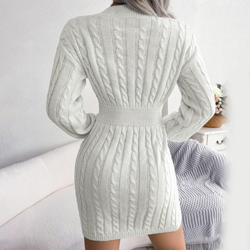 Fashion Twist Knit Sweater Dress