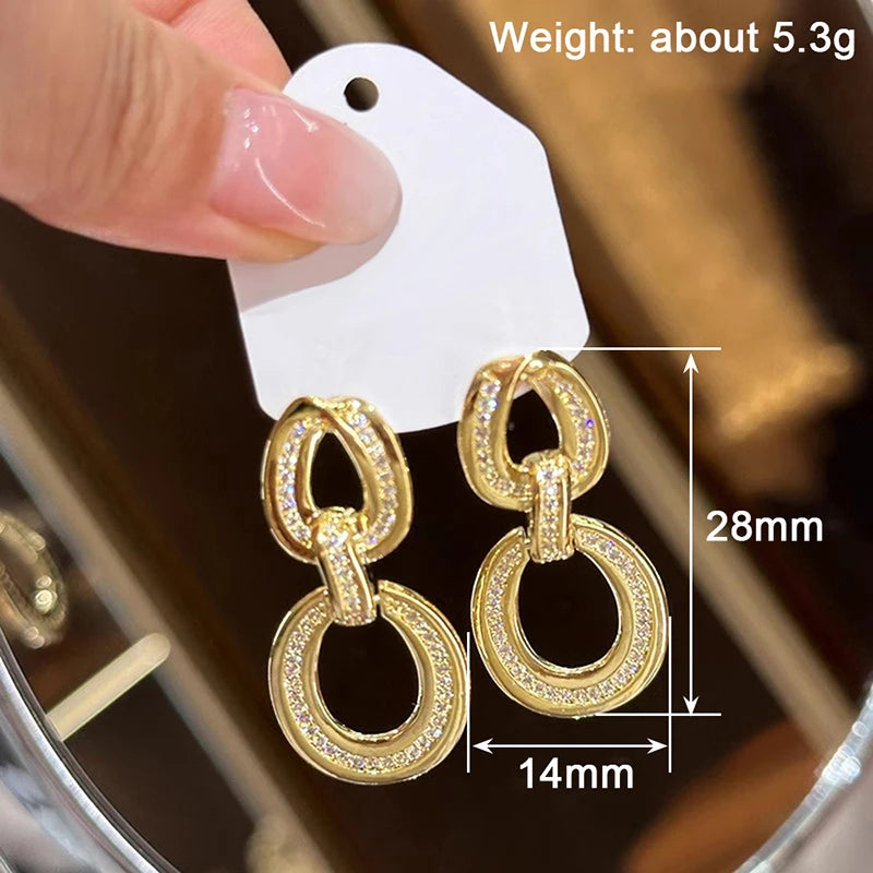 Metal Geometric Long Hanging Earrings