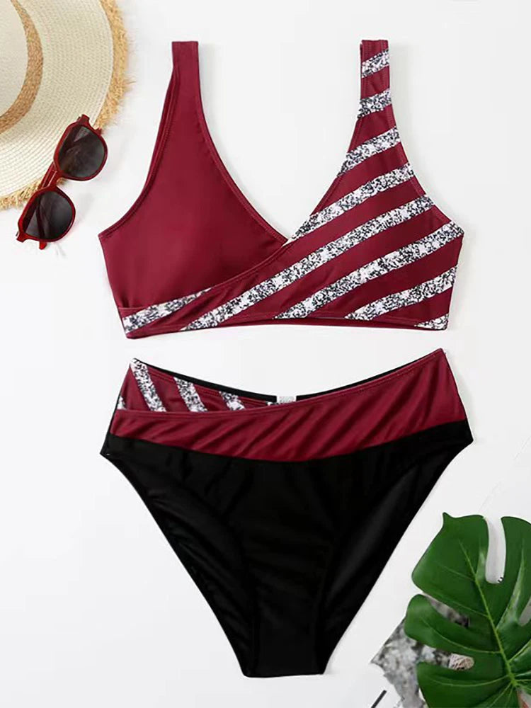 Sexy Stripe Two Piece Bikini Set