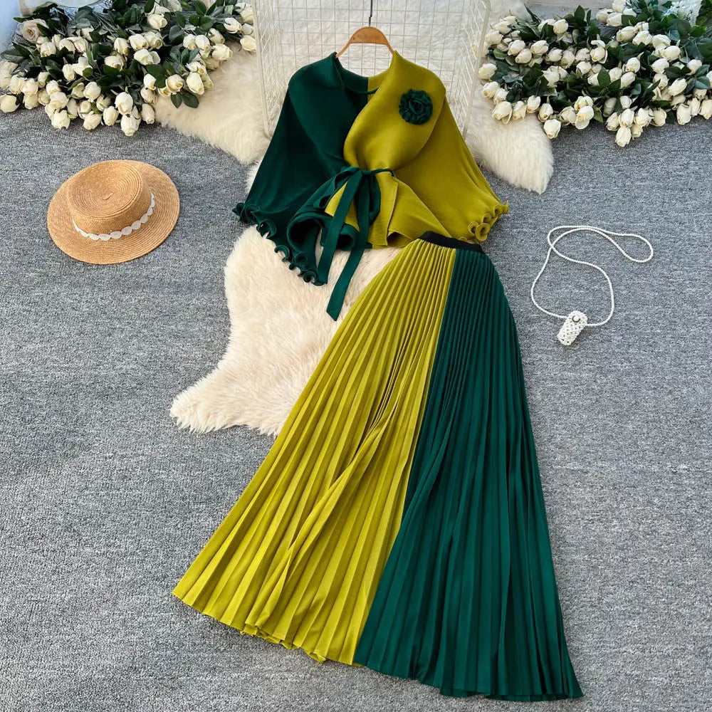 Elegant Pleated Two‑Piece Set