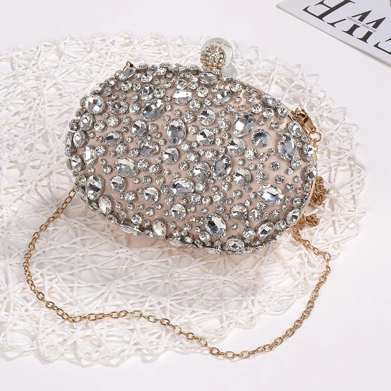 Luxury Crystal Silver Diamond Evening Bags