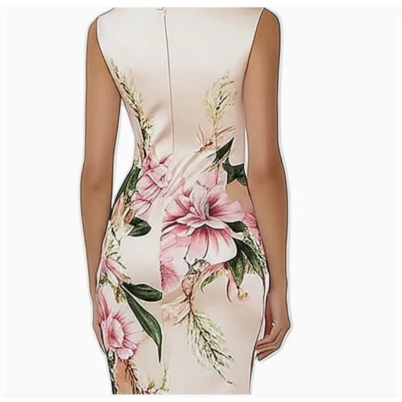 Summer Floral V-Neck Bodycon Dress