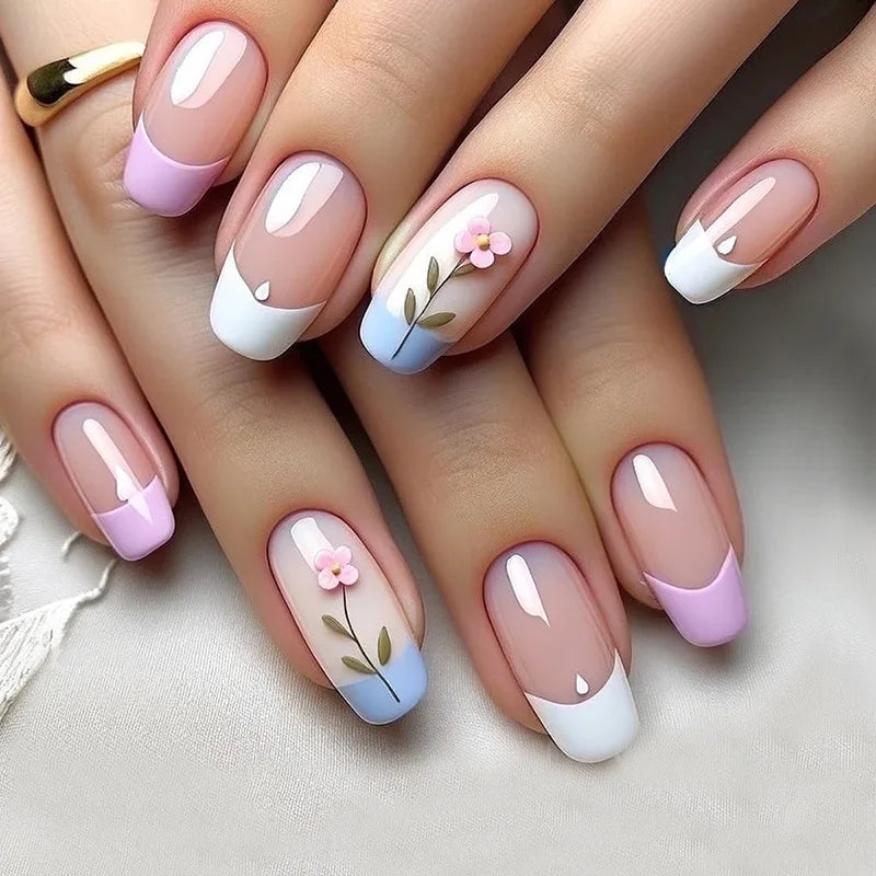 24Pcs Mid-length Ballet False Nails