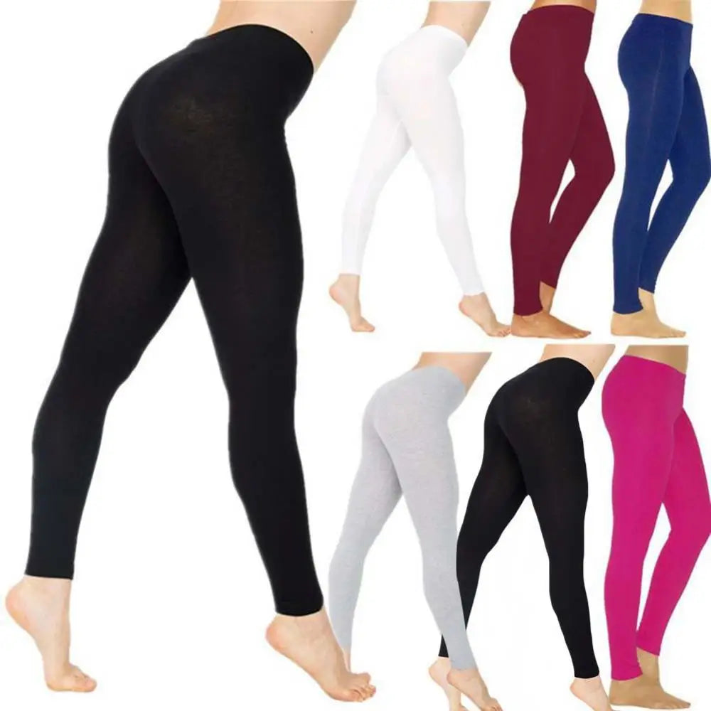 Solid Color Stretchy High Waist Slim Autumn Winter Leggings