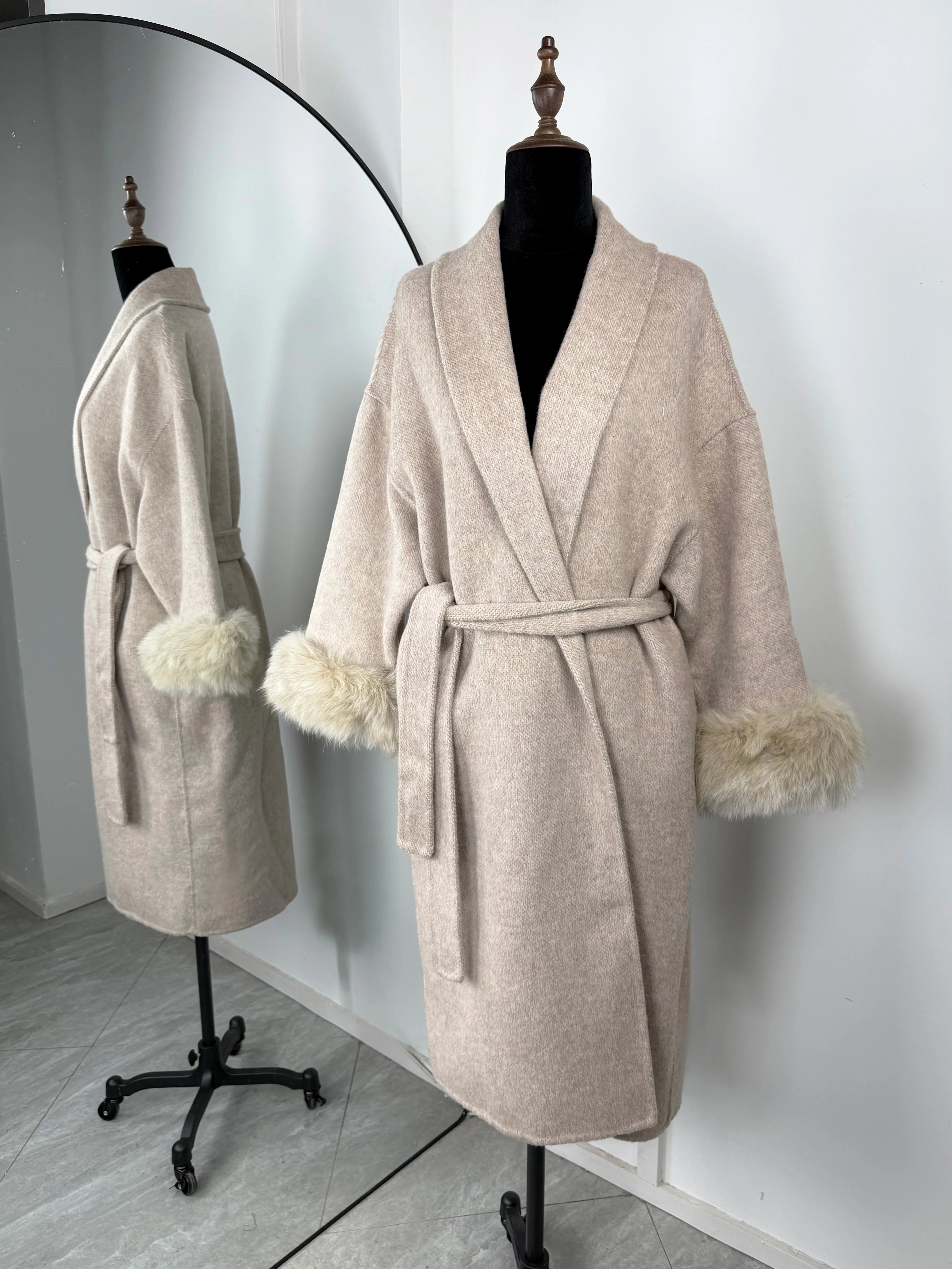 Fox Fur Short  Removable Elegant Double-sided Wool Overcoat