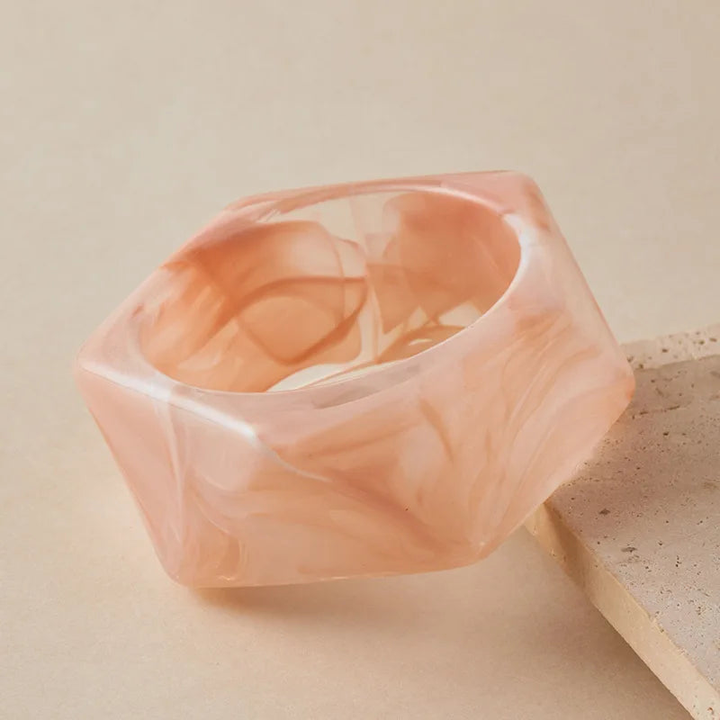 Exaggeration Wide Irregular Polygon Resin Bracelet - Durable Geometric Bangles