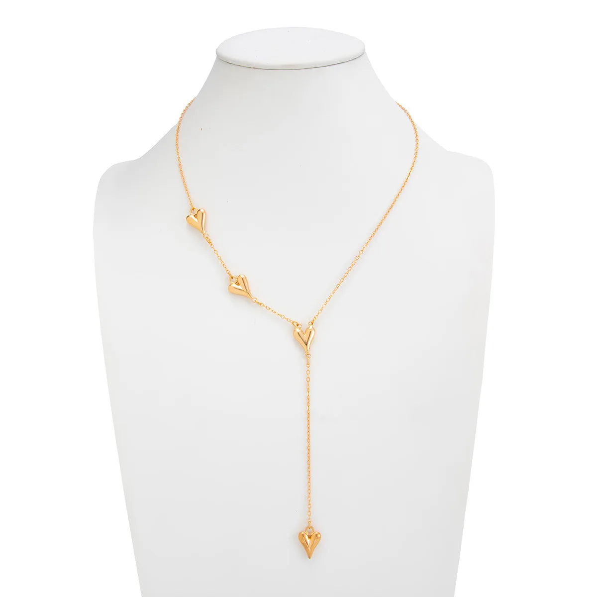 Minimalist Peach Heart Pendant Y-Shaped Chain Necklace for Women