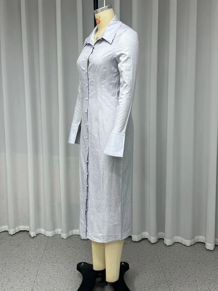 Casual Turndown Collar Shirt Dress