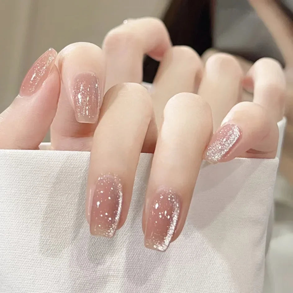 24Pcs Pink Ballet Fake Nails