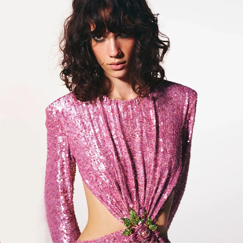 Plunge Sexy Long Sleeves Ankle Length Bodycon Evening Dress