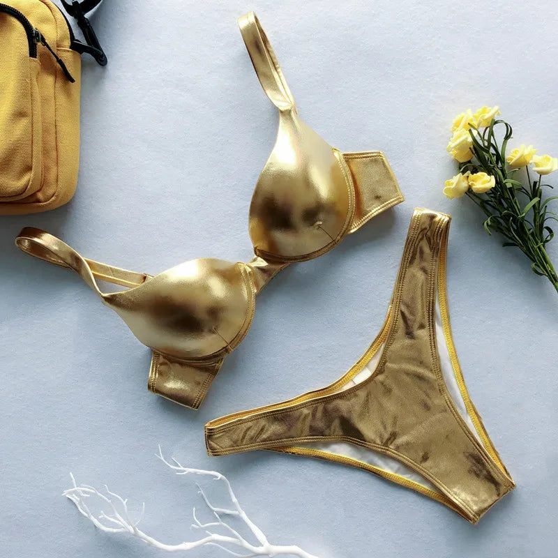 Metallic Push-Up Bikini Set