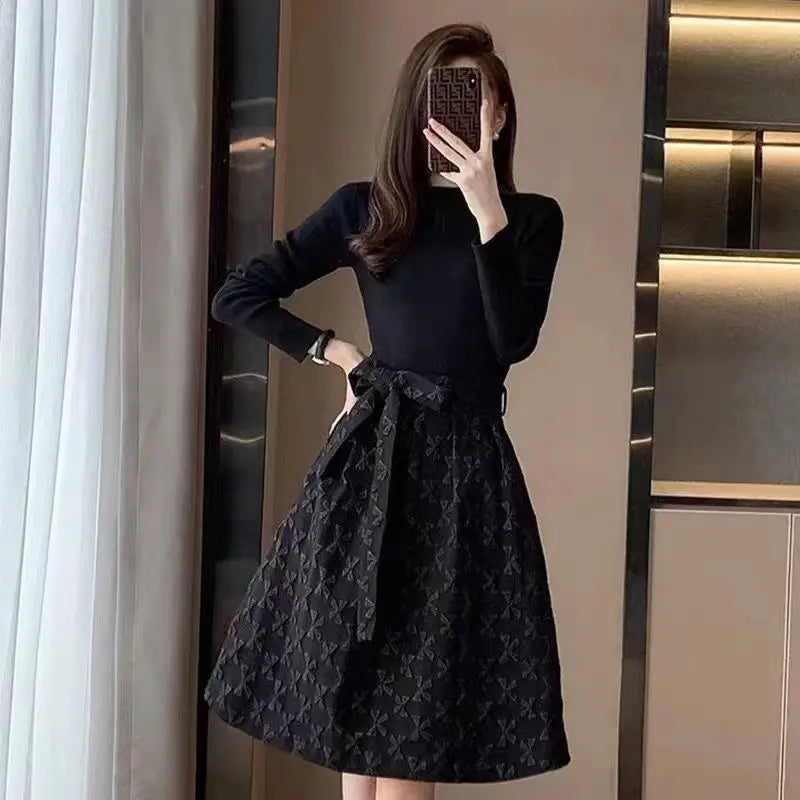 Black  Long Sleeve Full Vintage Dress