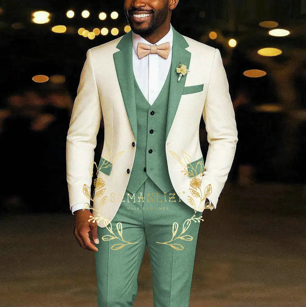 3 Pieces Blazer  Vest Pants Wedding Tuxedos
