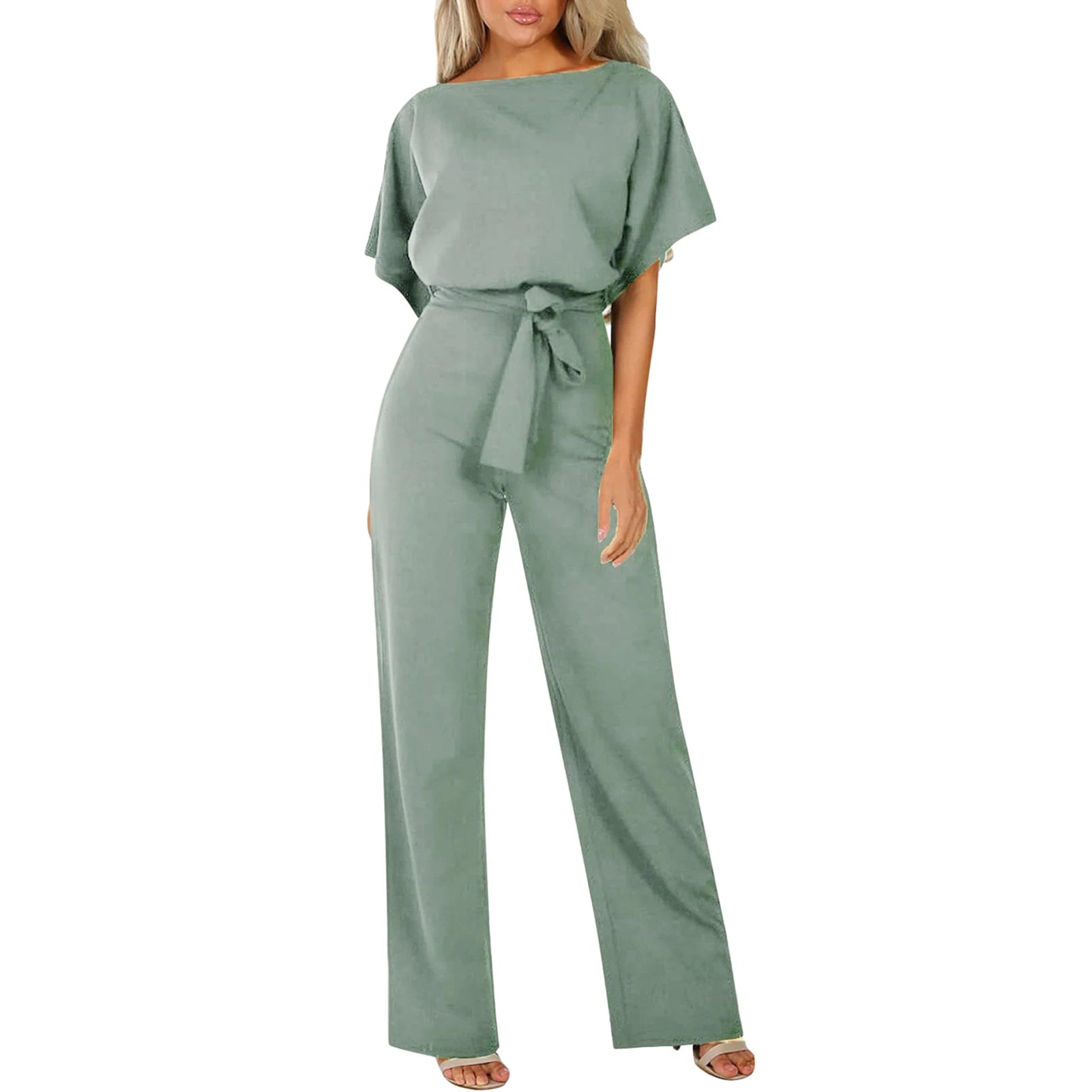 Sleeveless Belt Wide Leg Elegant Lady New Size Bodycon Jumpsuits