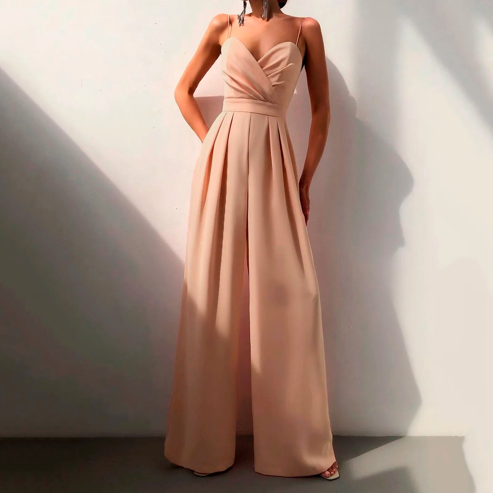 Summer Sleeveless TLoose Fit Wide Leg Trousers Jumpsuit
