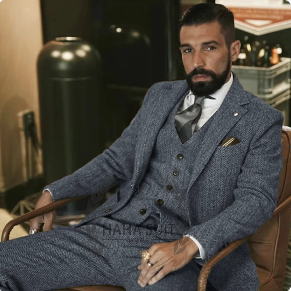 Jacket Vest Pants Groom Suit Slim Fit Three Piece Suit