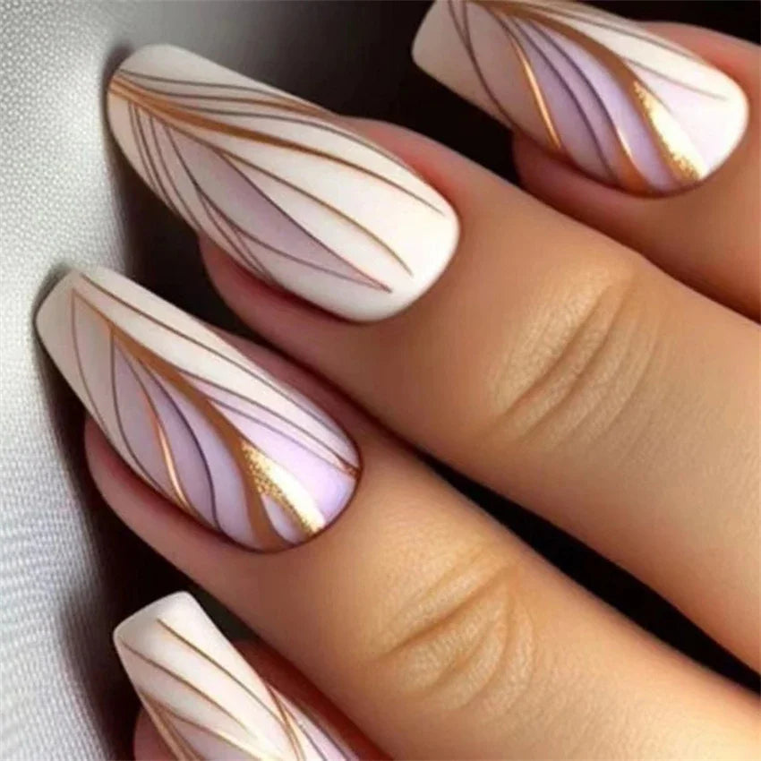 24Ps/Set Leopard Artificial Acrylic White Press on Nails Square Head Coffin Wearing False Nails Art Pink Matte French Fake Nails