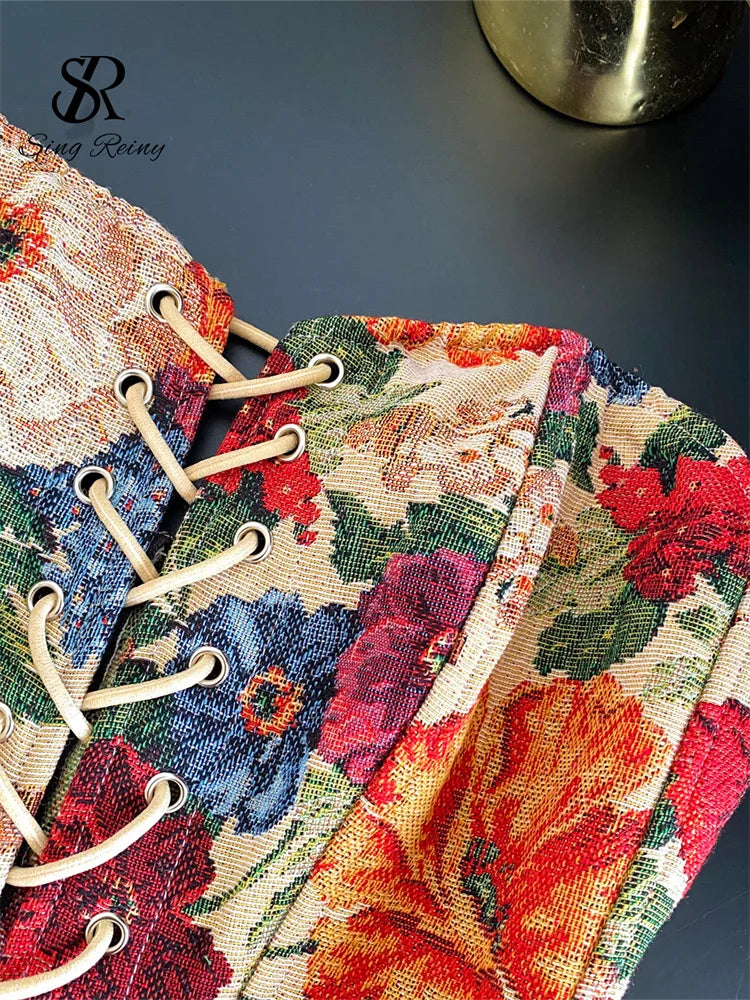 Strapless Embroidered Corset Top