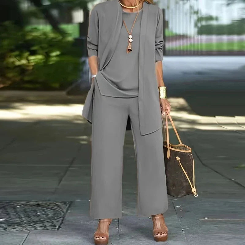 Casual O Neck Vest Cardigan Three Piece Set