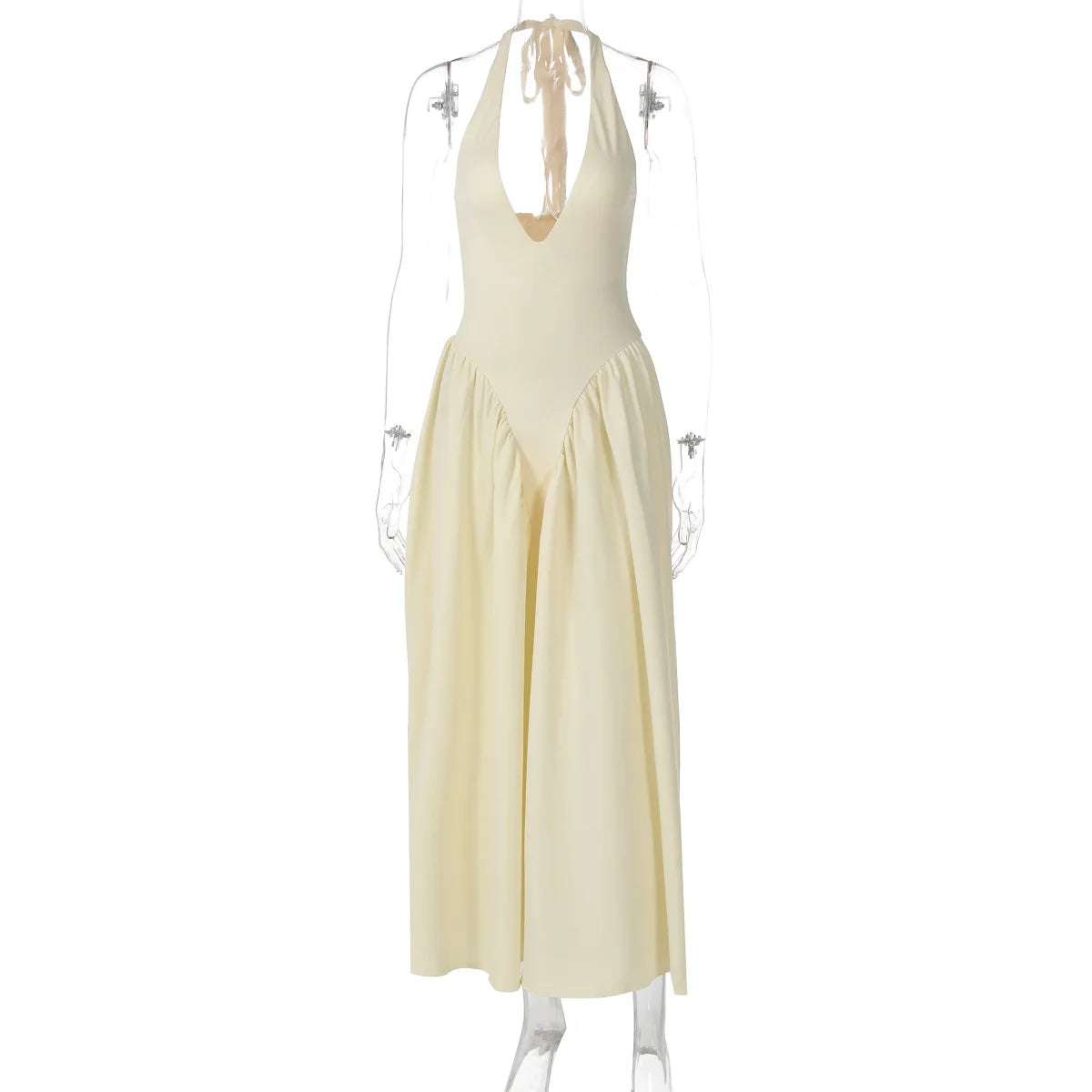 Summer Backless Deep V Spliced Long Dress
