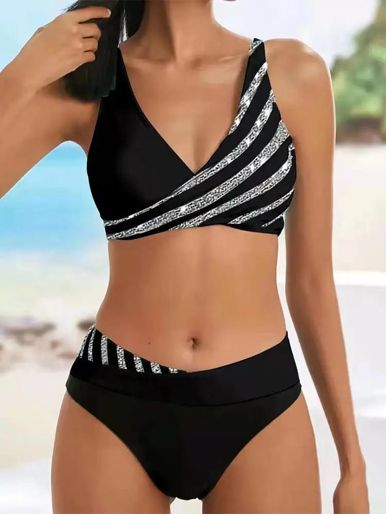 Sexy Stripe Two Piece Bikini Set