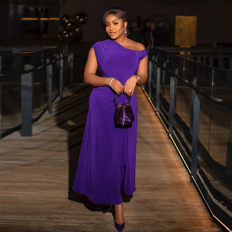 Sexy A Line Skew Collar Sleeveless High Waist Dress