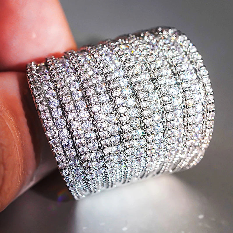 Exquisite Wide Cubic Zirconia Ring