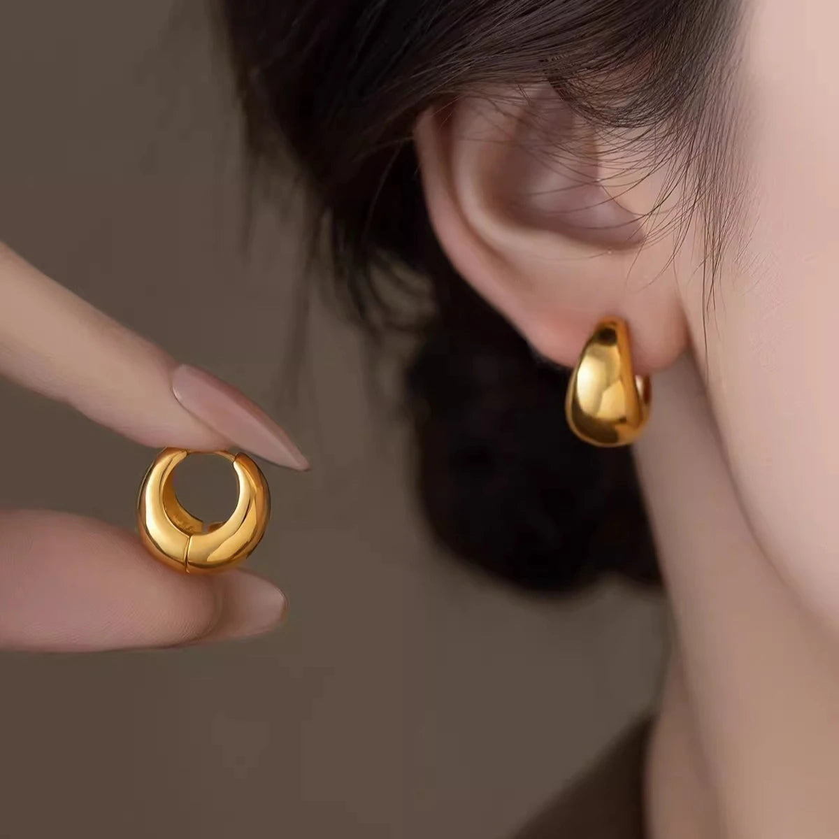 ✨ Trendy Gold Stainless Steel Irregular Flower Drop Earrings