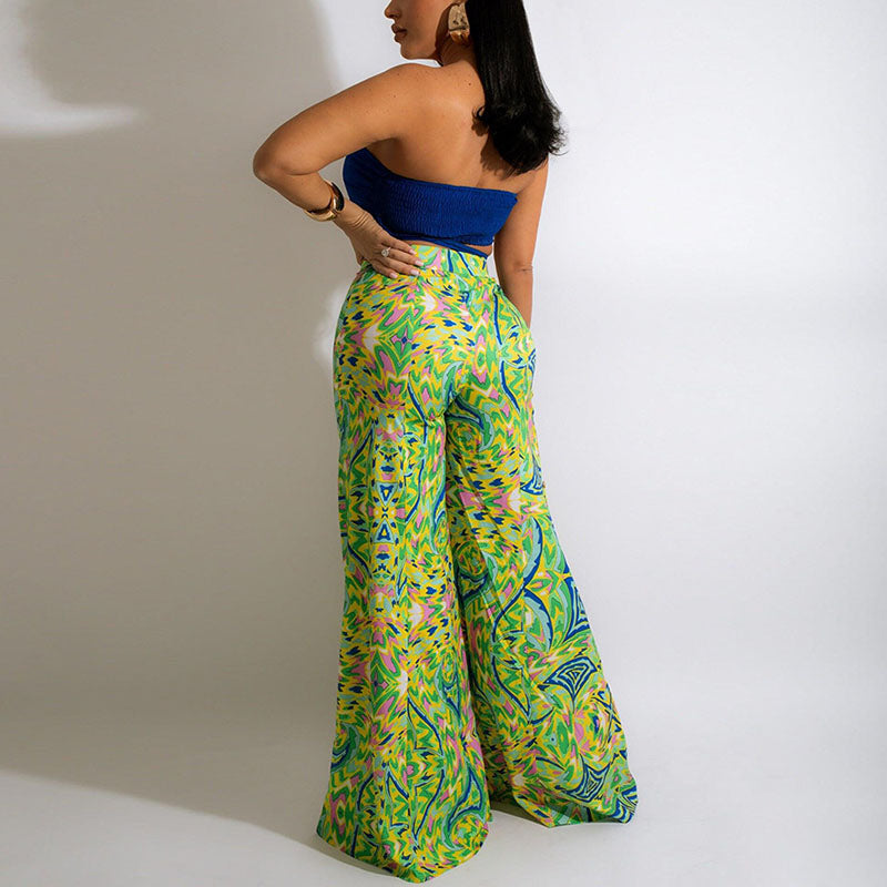 Casual Loose Wide Leg Pants Chic Funny Printed Trousers