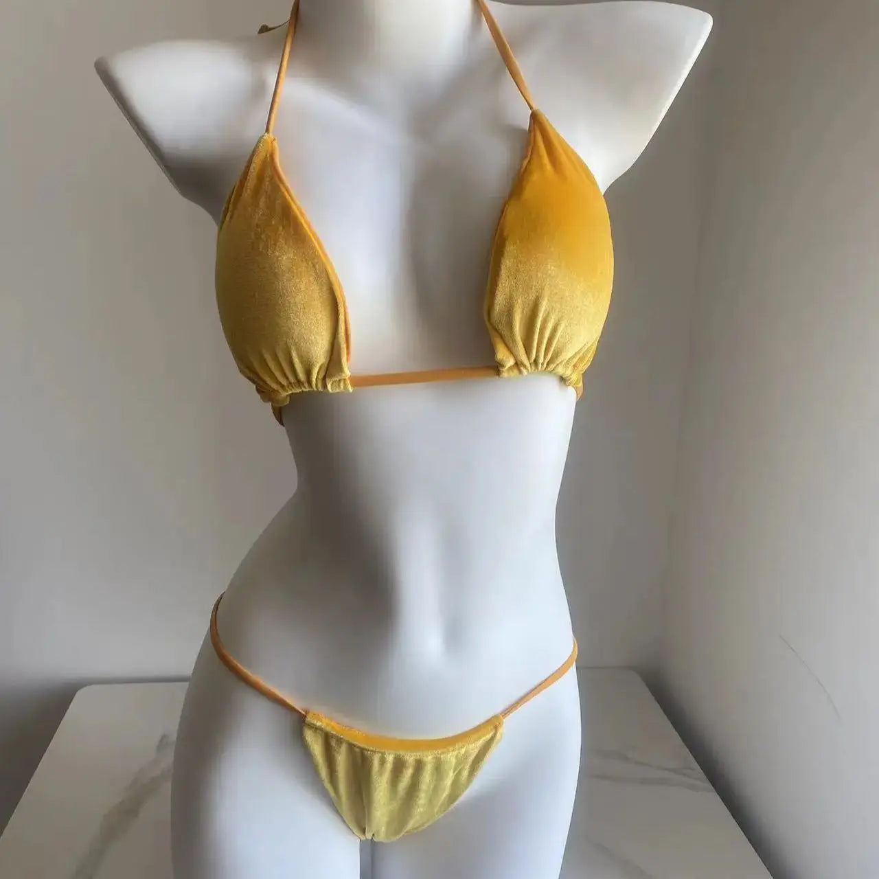 Velvet Triangle Bikini Thong Set